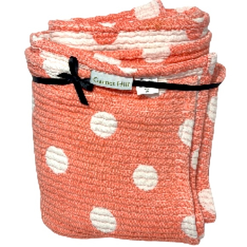 GARNET HILL Pink Peach with White Polka Dots Quilted Blanket Bedspread for Baby